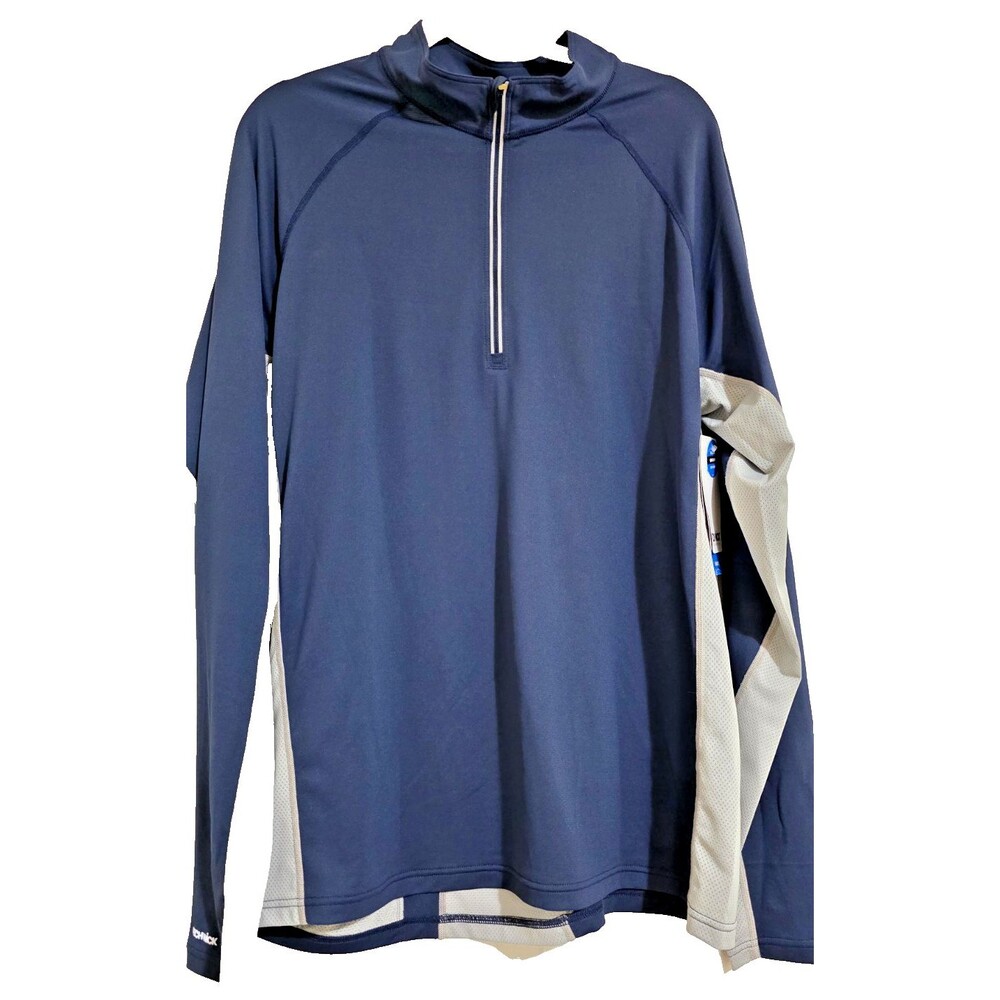 EASTERN MOUNTAIN SPORTS Men's Tech Wick Base layer 1/4 Zip Blue XL New